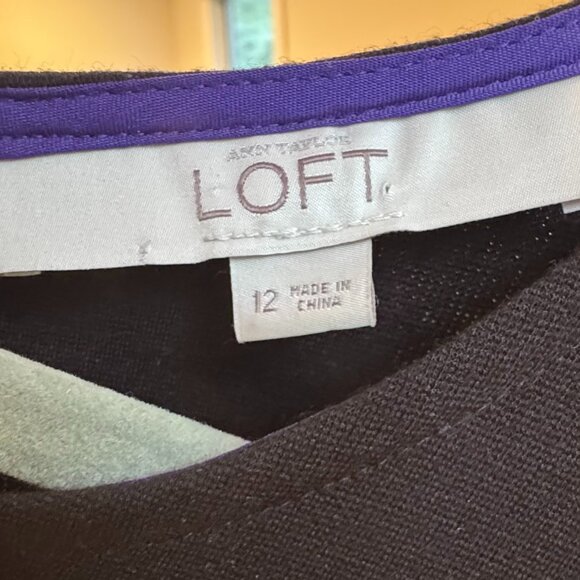 💜 LOFT Black & Purple Sleeveless Dress | Size 12 | Excellent Condition - Picture 4 of 6